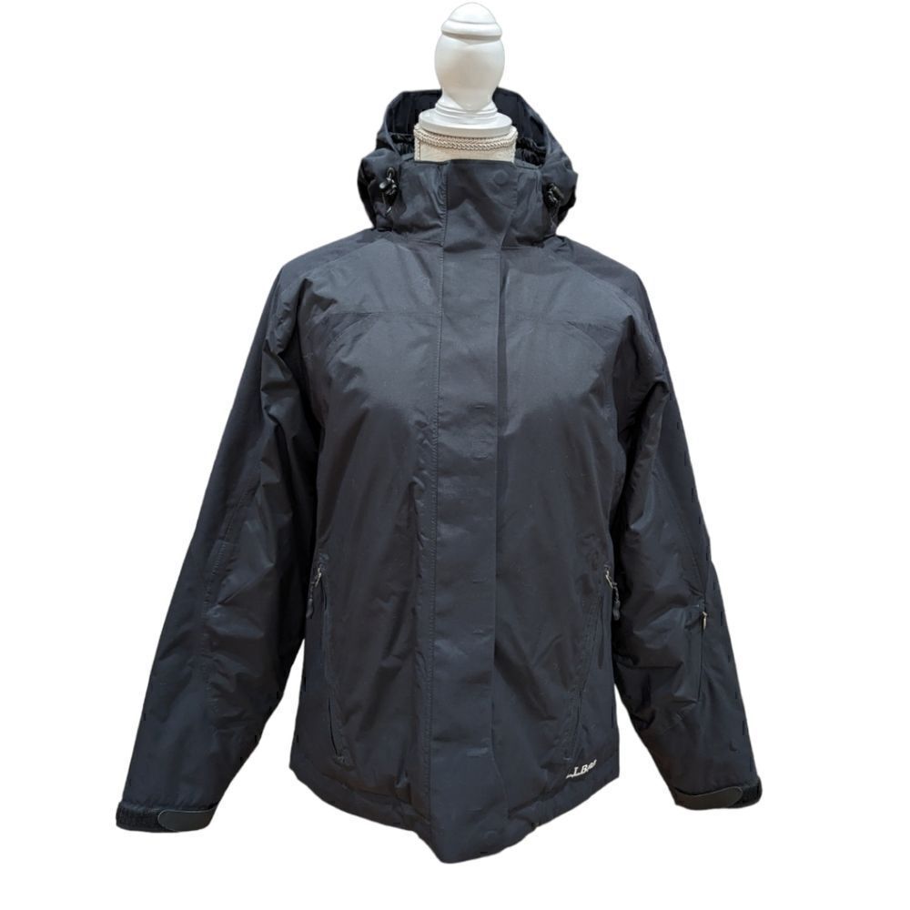 L.L. Bean Women's Black Insulated Primaloft Shell Jacket Zip up Hoody Size S